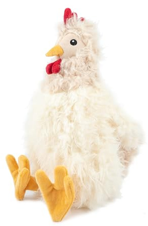 Best Pet Supplies Interactive Squeaky Dog Chew Toy, Ideal Dog Toys for Chewers, Small, Medium & Large Dogs, and Fetch Lovers - Crinkle Chicken (Beige), Large