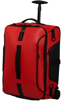 Samsonite Paradiver Light - Reisetasche/Rucksack S mit 2 Rollen, 55 cm, 51 L, Rot (Flame Red)