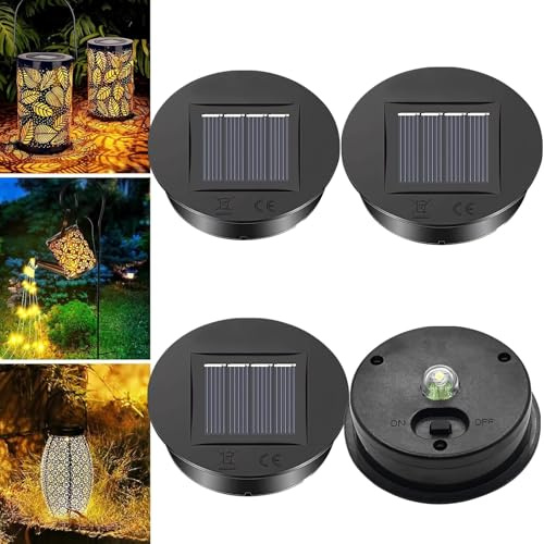 4 Stück Solarleuchten Ersatzteile, 7cm Solarleuchten Ersatz Mit Warmes Licht LED, IP55 Wasserdicht Solarlampen Für Außen, Einfache Installation Ersatz Solarmodul Für Gartenleuchte