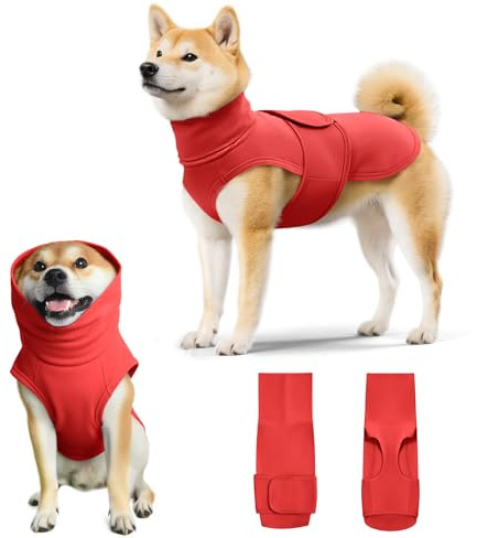 Chaleco calmante de ansiedad para perros, ajustable, cuello alto, chaqueta para fuegos artificiales, separación, visitas al veterinario, sudadera con capucha para perros grandes y medianos