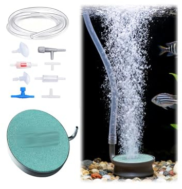 VOSSOT Pietra ad Aria per Acquario, Accessori per Pompe d'Aria Acquario, Acquario Diffusore di CO2 Kit, Ultra Alto Ossigeno Disciolto Pietra Porosa per Acquario e idroponico Fish Tank (38mm)