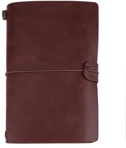 Culnflun Journal Notebook, Vintage Pu Leather Travel Notebook Personlig påfyllningsbar tidskrift Dagbok med remspänne för att skriva ritning Sketching Photos 5 Färger 8.2x5.0 tum (Mörkbrun)