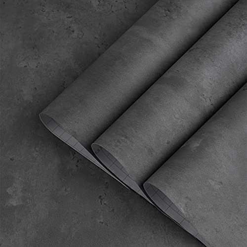 TOTIO 80 cm x 15 m extra bred självhäftande film möbelfolie självhäftande tapet mörkgrå betongtextur tjock matt vattentät möbeldekal cementmönster dekorativ folie vinyl självhäftande folie