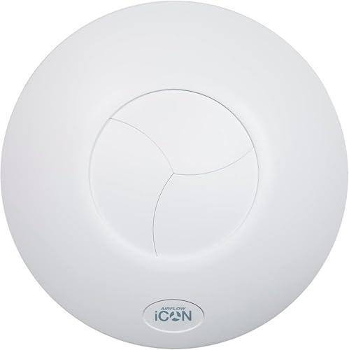 Airflow iCON 15 Ventilador Extractor con Tirador y Temporizador de Humedad – Obturador Iris Patentado, Auto Apertura/Cierre, 28,8 dB, 19 l/s, Sensor de Humedad, Garantía 3 Años