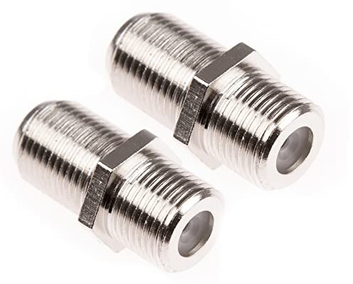 2 x F Type Connector Satellite Cable Female to Female Coupler Joiner Gender Changer