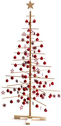 xmas3, Künstlicher Weihnachtsbaum aus echtem Holz. Kräftig, Platzsparend, Nachhaltig und Einfach. Perfekte Weihnachtsbaum Alternative. 100 x 100 x 190 cm, 28 Ästen.