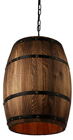Loft country américain bois tonneau de vin luminaire suspendu plafonnier lampe E27 barre lumineuse café salon cuisine restaurant chambre (Large)