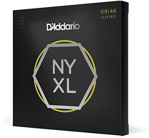 D'Addario gitarrsträngar – NYXL elgitarrsträngar – NYXL0946-3P oöverträffad styrka, inställningsstabilitet, förbättrad mellanklass – för 6 stränggitarrer – 09-46 superlätt topp/normal botten, 3-pack