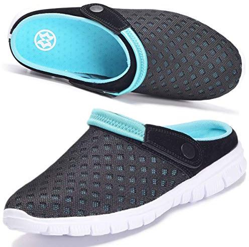Hsyooes Mules Et Sabots Homme Femme Respirant Chaussures de Jardin Sandale à Enfiler Chaussons Pantoufles Été,Bleu 40 EU