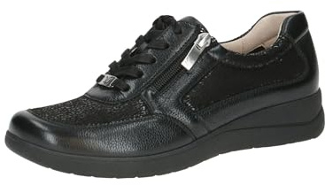 CAPRICE Comfort Sneaker da donna bassi con cerniera a taglio basso, Nero (Black Comb), 39 EU