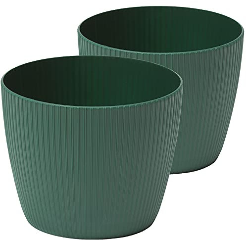 Tymar Blumentopf, 2er-Pack, Runde Form, Übertopf ((2pack) Avocado, ø 15,5 cm)
