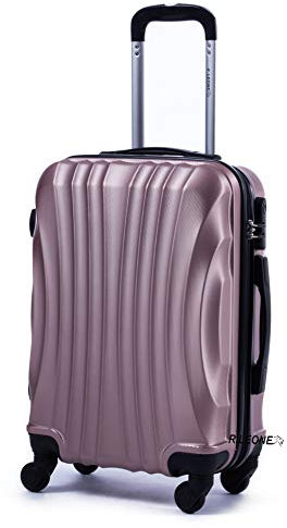 R.Leone Ryanair 55x40x20cm Valigia Trolley Bagaglio a mano Rigido Ultraleggero in ABS 4 Ruote smontabile Rimovibili Autonome 20373N (Valigia 55X40X20cm, Rose Gold)