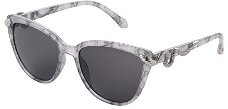 Betsey Johnson Women's Serpentine Cat Eye Sunglasses, Grey Snakeskin, 56mm