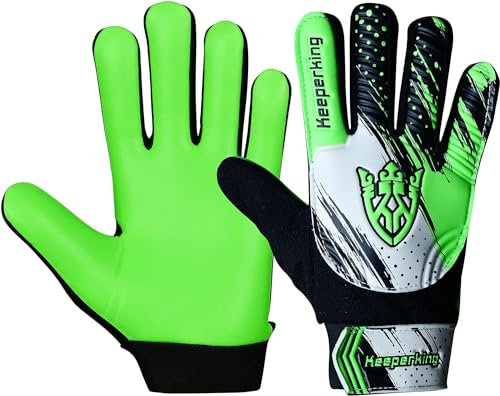 Keeperking Torwarthandschuhe Kinder Clawxen, Jungen und Mädchen, Junior Fußballhandschuhe Fußball Spielerhandschuhe für Jungen tormannhandschuhe (6,C3-Green)