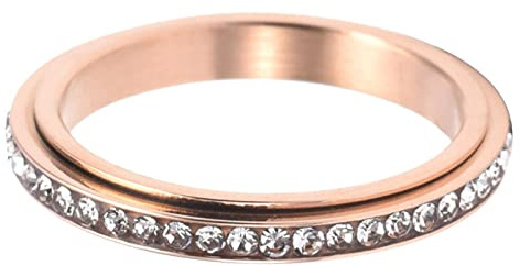 Bexdug Vikanda Thermogenic Moissanite Spinner, Cubic Zirconia Plated Rotating Stainless Steel Rings, Acier Inoxydable Spinner Rings, Spinner Rings for Women Men