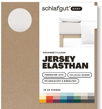 Schlafgut Easy Jersey Elasthan Spannbettlaken 90x190 bis 100x220 Sand Light, Spannbetttuch aus superweicher Baumwolle mit Elasthan