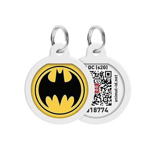 Pet ID-bricka för hund katt med QR Passport Global söksystem för förlorade husdjur Digital ID hund tag Batman logotyp