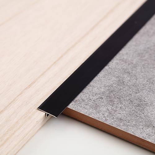 Gaahing Aluminum T Molding Floor Transition Strip, T Moulding for Laminate Flooring Planks, Vinyl Floor Transition, Rubber Transition (3Pcs x 0.9m x 2cm, Matte Black)