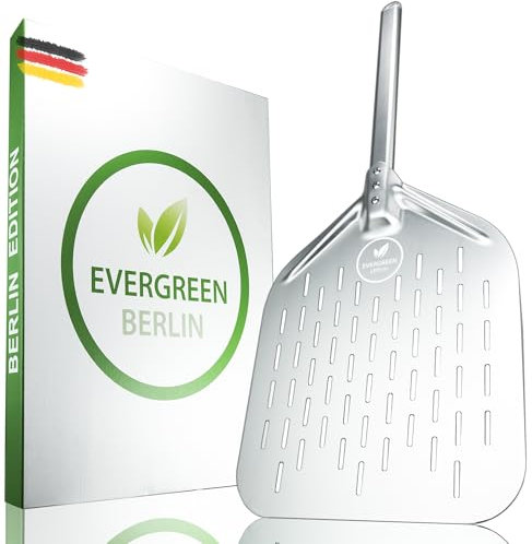 EVERGREEN BERLIN - Pizzaschieber - ULTRALIGHT EDITION - Pizzaschieber perforiert - Pizzaheber Alu harteloxiert - Pizzaschaufel perforiert in perfekter Optik - Pizza Schieber - Pizza Peel - Pizzawender