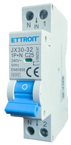 ZOREI Interruttore Magnetotermico Automatico 25A C25, MCB 1P+N Curva C 6KA, 220V Slim Da 1 Modulo DIN, Salvavita Stotz