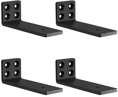 MLOQI 4 stück Regalhalterung Schwarz Regalwinkel Schwerlast, Regalwinkel Schwarz Metall, Wandhalterung Winkel regal 0,5 cm Dick, Tragkraft 50 KG (15 cm)