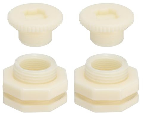 PATIKIL Raccordo Paratia ABS G 3/4, 2pz Raccordo a Doppio Filetto Serbatoio d'Acqua con Guarnizione in PVC per Secchio Pioggia, Lavandini, Acquari, Bianco