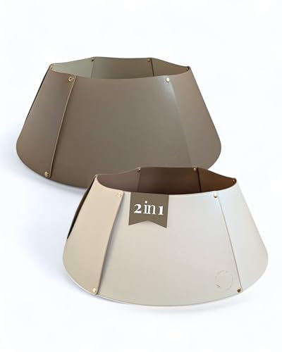 LIVLIG Premium Weihnachtsbaum Kragen, handgefertigter Weihnachtsbaum Rock aus Kunstleder, stilvolle Weihnachtsbaum Abdeckung, Weihnachtsbaumständer Verkleidung, Weihnachtsbaumring in Braun/Beige