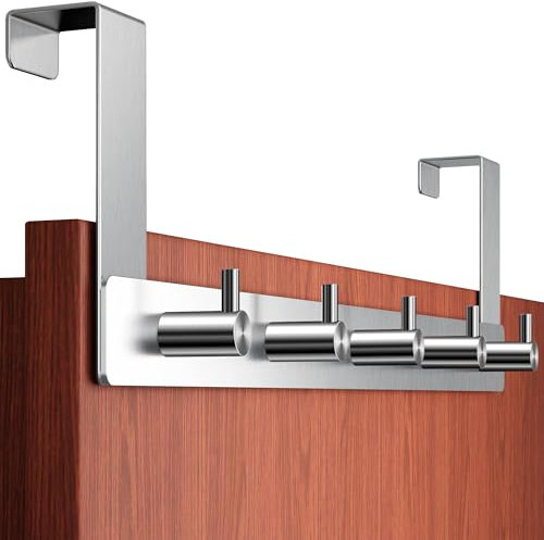 Menz Türgarderobe zum Einhängen - Edelstahl Tür-Garderobe mit Türhaken in klassischer Ausführung, stabile Türhakenleiste zum Einhängen, funktionale Kleiderhaken Tür