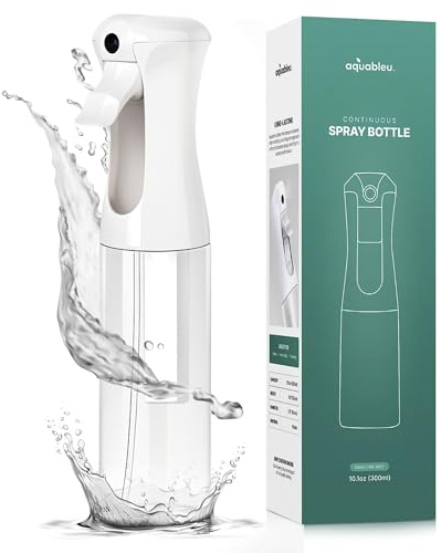 Aquableu Spray Bottle for Hair – Continuous Mist Spray Bottle for Hair Care, Styling, Cleaning, Plants, Pets & Essential Oils (Clear, 10oz)