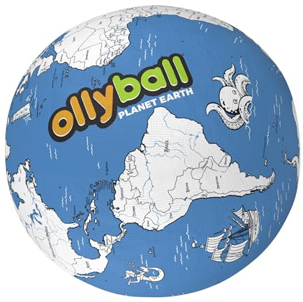 Ollyball Planet Earth, The Ultimate Giant Indoor Play Ball, Jumbo Sized 22 Inch Colourable Ball, Suitable for Indoor and Outdoor Play, Educational Toy