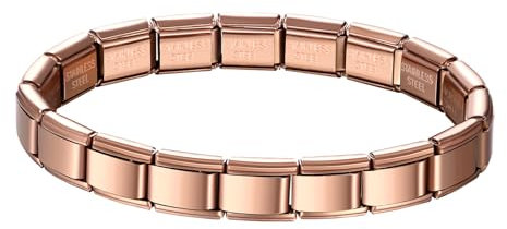 JewelryWe Italian Charms Bracelet Rosegold: 9mm DIY Abnehmbar Module für Italienische Armbänder Edelstahl Italian Charm Bracelet Charms Nomination Armband, Italian Style Charms für Damen
