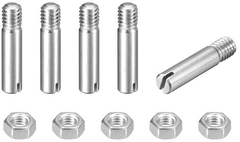 sourcing map 5 perni cilindrici con intaglio, M4 x 18 mm, in acciaio inossidabile 304, con filettatura esterna, viti con scanalatura con dado per installazione di mobili per armadi (GB878)