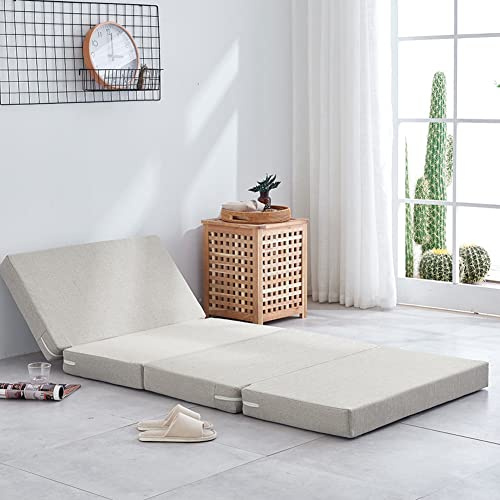 Materasso pieghevole in schiuma, 200 cm, letto futon portatile con rivestimento rimovibile e fondo antiscivolo, ideale per ospiti e piccoli spazi, soluzione compatta e confortevole