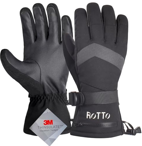 ROTTO Flying Tern Guantes Invierno Hombre Mujer Guantes de Esquí Aislantes Impermeable 3M Thinsulate para Nieve Snowboard Patinaje Deportes de Invierno