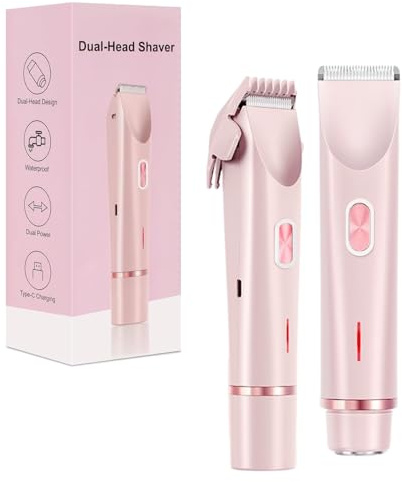 Rasoio da donna, rasoio intimo 2 in 1 Rasoio elettrico da donna Zona intima Trimmer bikini per parti intime Viso Ascelle Gambe