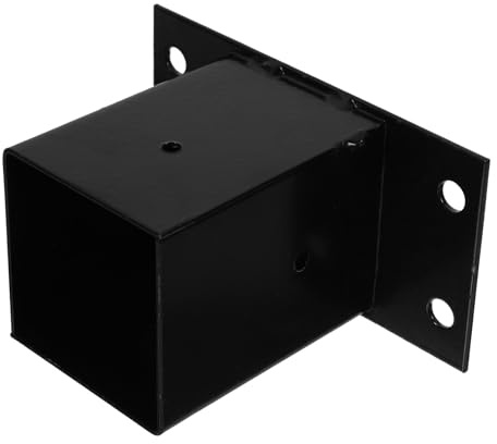 JOINPAYA Soporte para de Barandilla de Terraza, Protector Base Metálica Resistente y Nivelable, Soporte para Postes de Vallas, Porches y Buzones, Acabado Negro para Jardín y Pabellón