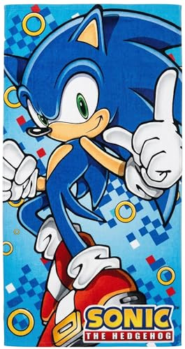 Clondo Telo Mare Bambini Per Sonic Fan - Microfibra Morbida in Poliestere – Asciugamano Mare Piscina, Colori Vivaci, Idea Regalo Estate, Gadget Ufficiale