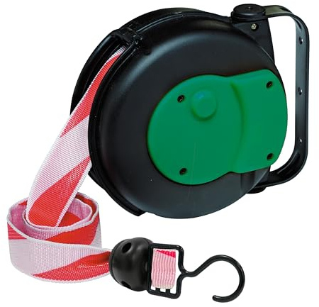 Cable Equipements Enrouleur de signalisation ruban 8 mètres à rappel automatique - Bande rouge/blanche