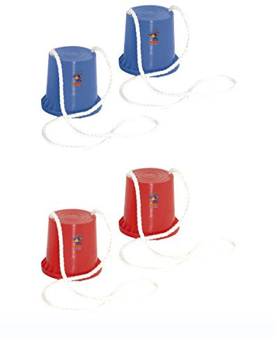 HUDORA Dosen Stelzen für Kinder, Topf-Stelzen Kinder joey, 1 Paar rot oder blau - zufällige Auswahl, Laufstelzen