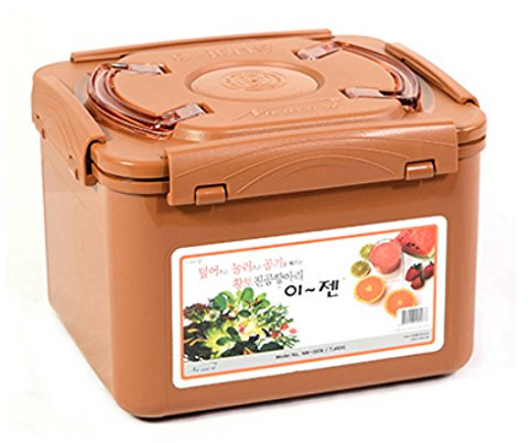 E-Jen, contenitore Kimchi per fermentazione probiotica, di alta qualità, con coperchio interno per chiusura sottovuoto 1.9 gal/ 7.4L Earthenware Brown