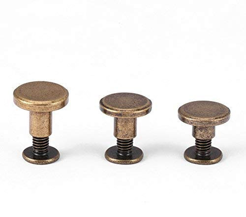 HEEPDD Leather Craft Rivets, 20 Sets Brass Button Studs Flat Head Screwback Nails for DIY Belt Strap Purse Wallet Handbag Decoration 8mm for Craft Enthusiasts