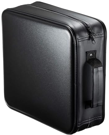 SANWA 320 Capacity CD Case, Large CD Sleeves, Portable DVD VCD Storage Box, Portable Zipper Bag, EVA Protective Blu-ray Wallet with Handle, For Car, Home, Office, Games Disc, Audio Music, Black
