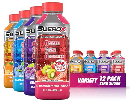 SueroX Sugar Free Electrolyte Drink, Variety Pack, 21.3 Fl Oz, 12 Count