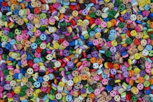 celloexpress 5mm Mixed Colours Round Mini Doll Buttons - Single Colours & Mixes - Tiny Soft Toy and Dolls Clothes Scrapbooking Card Making Crafting Fastenings (Pack of 200)
