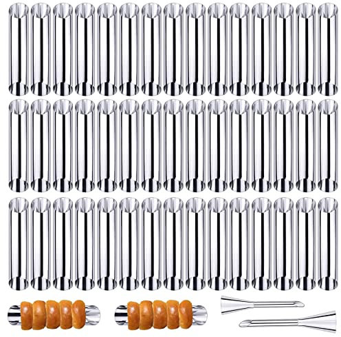 Woohome 42 Stück Cannoli Backform Puff Nozzle Set, Backen Edelstahl Rolle Horn Formen Konische Dänische Gebäck Croissant Kegel Formen für Plundergebäck Creme Rollenform (Style 1)
