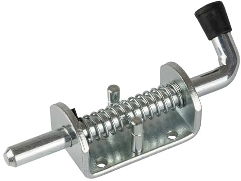 Safetytex Federriegel verzinkt - Torriegel - Bolzenriegel ür Anhänger, Gartentore & mehr - Schlossriegel Edelstahl - Türriegel Länge 153 mm - Bodenschieber, Federbolzen, Schieber (1 Stück)