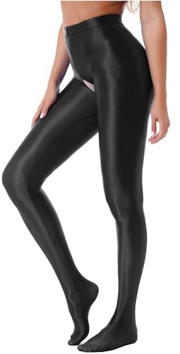 iiniim Strumpbyxor för kvinnor glansig byxor ouvert leggings snäva byxor långa underbyxor strumpbyxor nylonstrumpor strumpor M-XXL