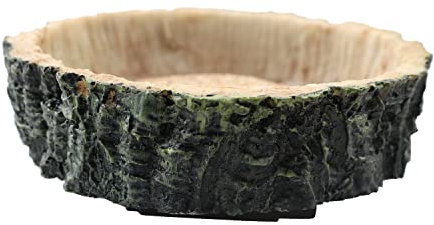 ZYAMY Reptilien-Napf mit Holzmaserung, Wasser- und Futternäpfe für Spinnen, Schildkrötenschlangen, kleine Haustiere