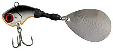 Jig Spinner 16g/ Raubfischköder/extra großes, poliertes Spinnerblatt/aktive Modelle/Mustad Karbonstahl Haken/Länge 7,5cm für Barsch, Hecht, Rapfen, Zander und Wels (Silver Strike)