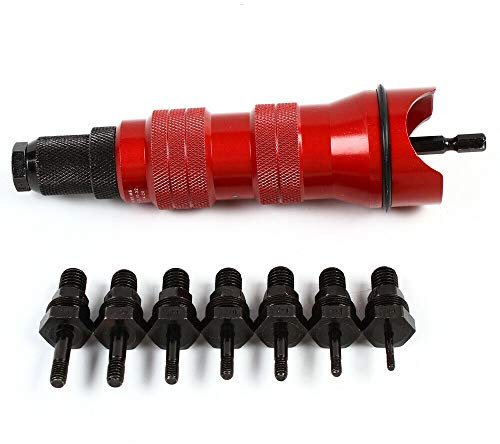Nietmutternzange Set Nietmuttern Adapter Kit für Elektrische Bohrmaschine Blindnietmutternzange (M3, M4, M5, M6, 8-32, 10-24, 10-32-1/4-20) Robuste Tragetasche